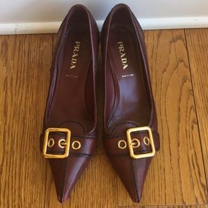 Prada Leather Kitten Heel Pump SZ 37.5